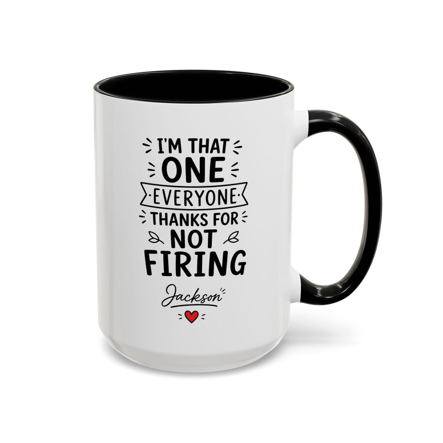 Personalized Funny Boss Mug, Thanks for Not Firing Us Coffee Cup, Custom Manager Name Gift, Coworker Office Humor, Boss Day Present