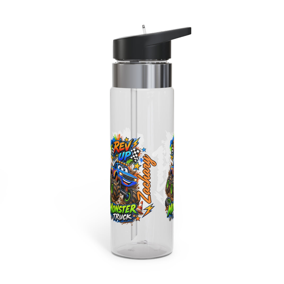 Personalized Monster Truck Kids Water Bottle | Custom Name 20oz BPA-Free Tritan Bottle for Boys