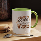 Coffee Is My Love Language Coffee Mug, Cute Cafecito Lover Gift for Her, Aesthetic Barista Latte Ceramic Tea Cup with Pink Handle