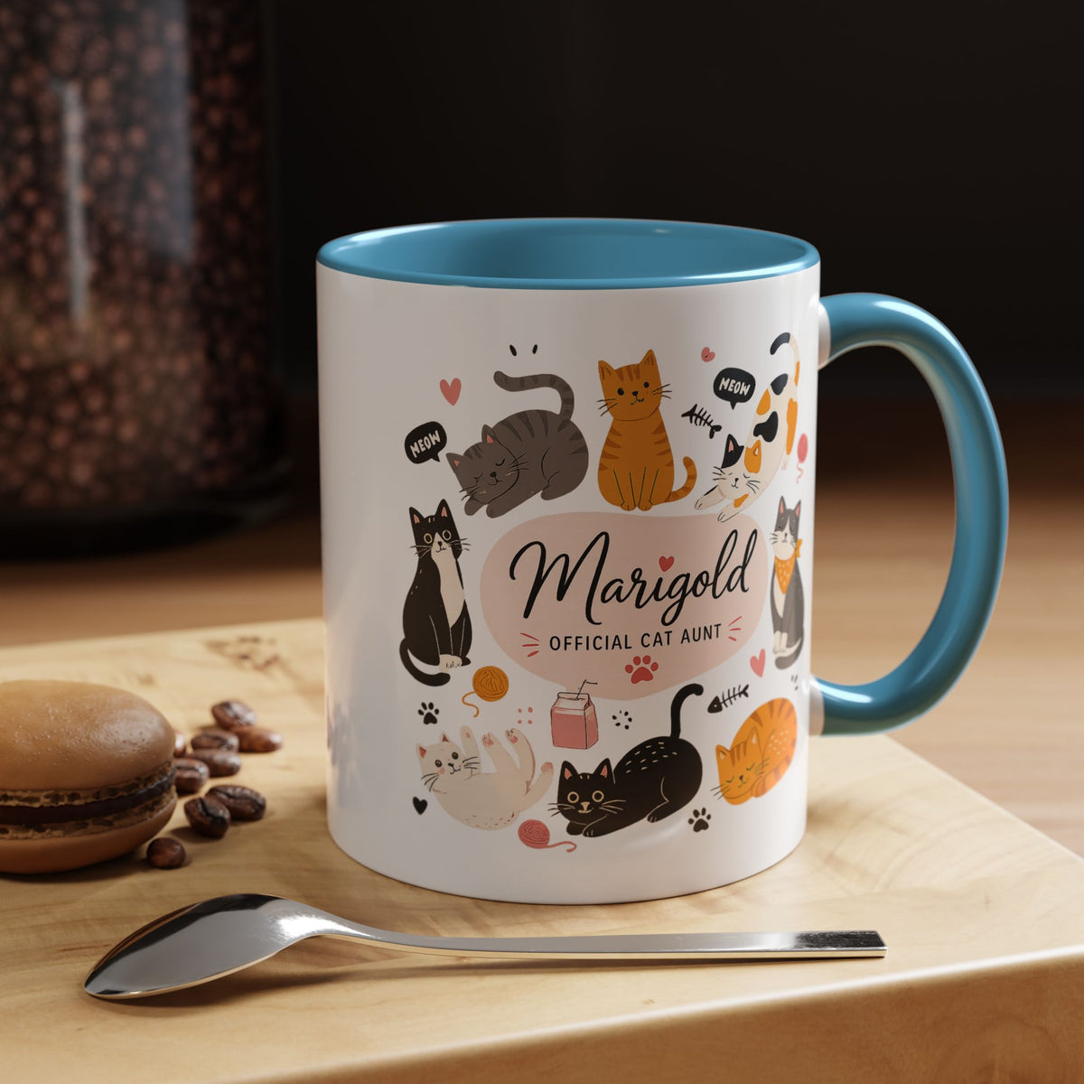 Personalized Cat Aunt Coffee Mug, Custom Cat Mom Style Mug with Name, Official Cat Aunt Gift, Cat Lover Coffee Cup, Pet Owner Mug