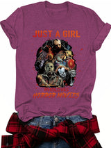 Halloween pattern round neck short sleeved shirt