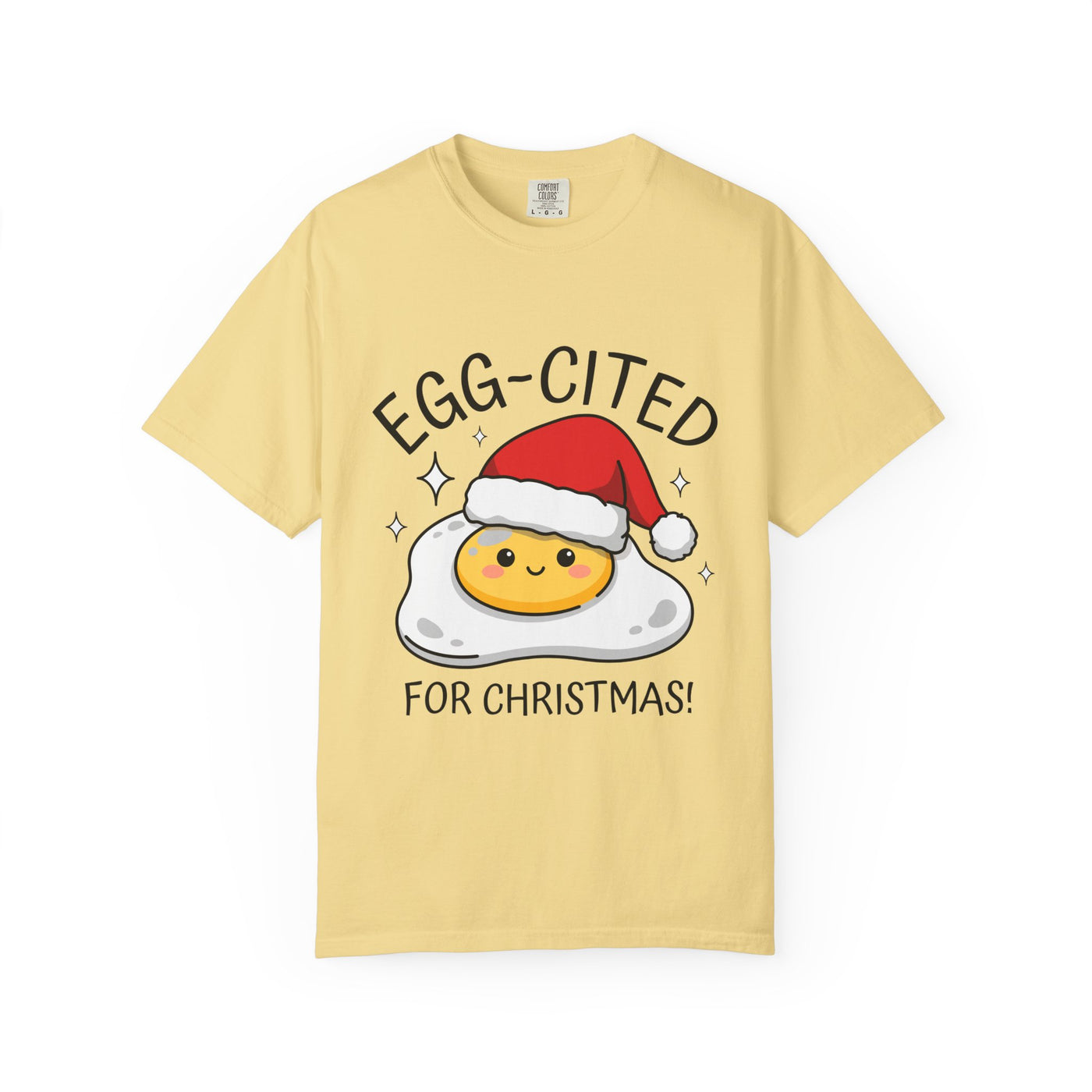 Egg-Cited for Christmas Shirt, Funny Fried Egg T-Shirt, Cute Food Pun Holiday Tee, Christmas Breakfast Gift for Brunch Lover or Cook