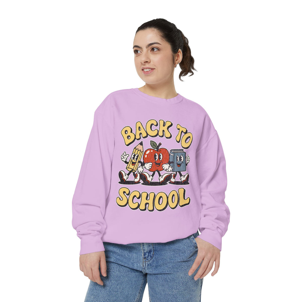 Back to School Sweatshirt, Retro Apple Pencil and Book Pullover, Teacher Crewneck, First Day Classroom Outfit, Educator Gift, School Staff