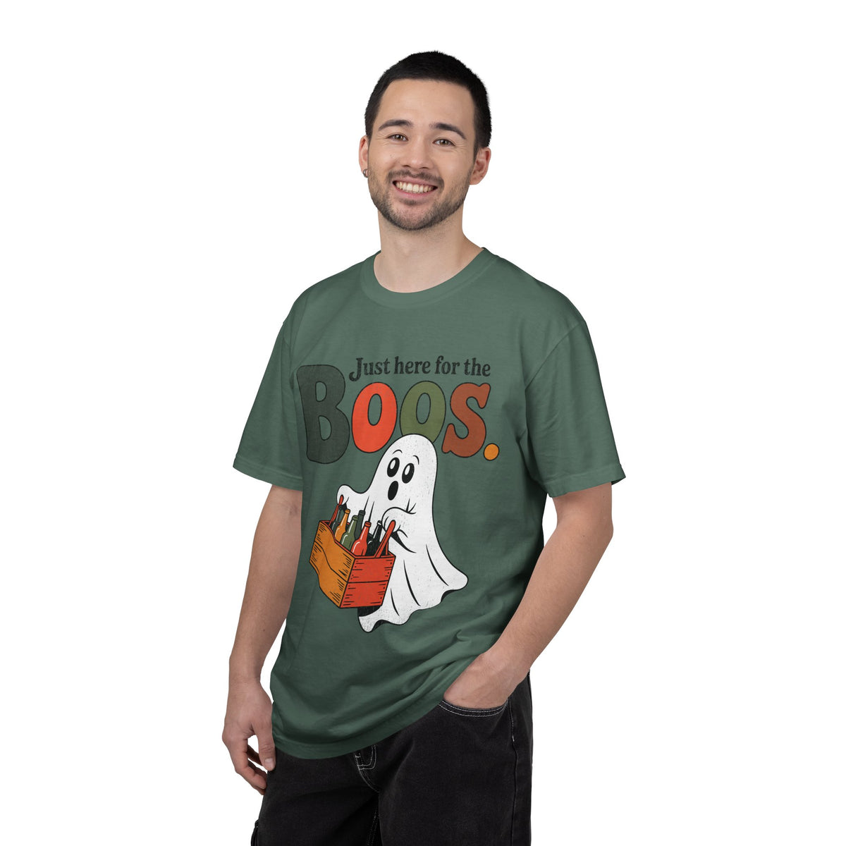 Funny Halloween Ghost Shirt, Where My Boos At Graphic Tee, Spooky Season Drinking Gift for Beer Lover, Fun Adult Costume Party Outfit