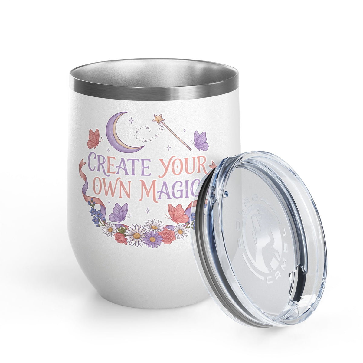 Magical Wine Tumbler, Create Your Own Magic Cup, Floral Fantasy Drinkware, Witchy Gift for Her, Birthday Gift for Magic Lover