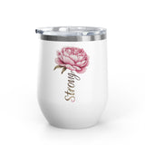 Floral Wine Tumbler, Pink Peony Insulated Tumbler, Flower Lover Gift, Elegant Drink Cup for Women, Summer Gift, Birthday Gift for Her