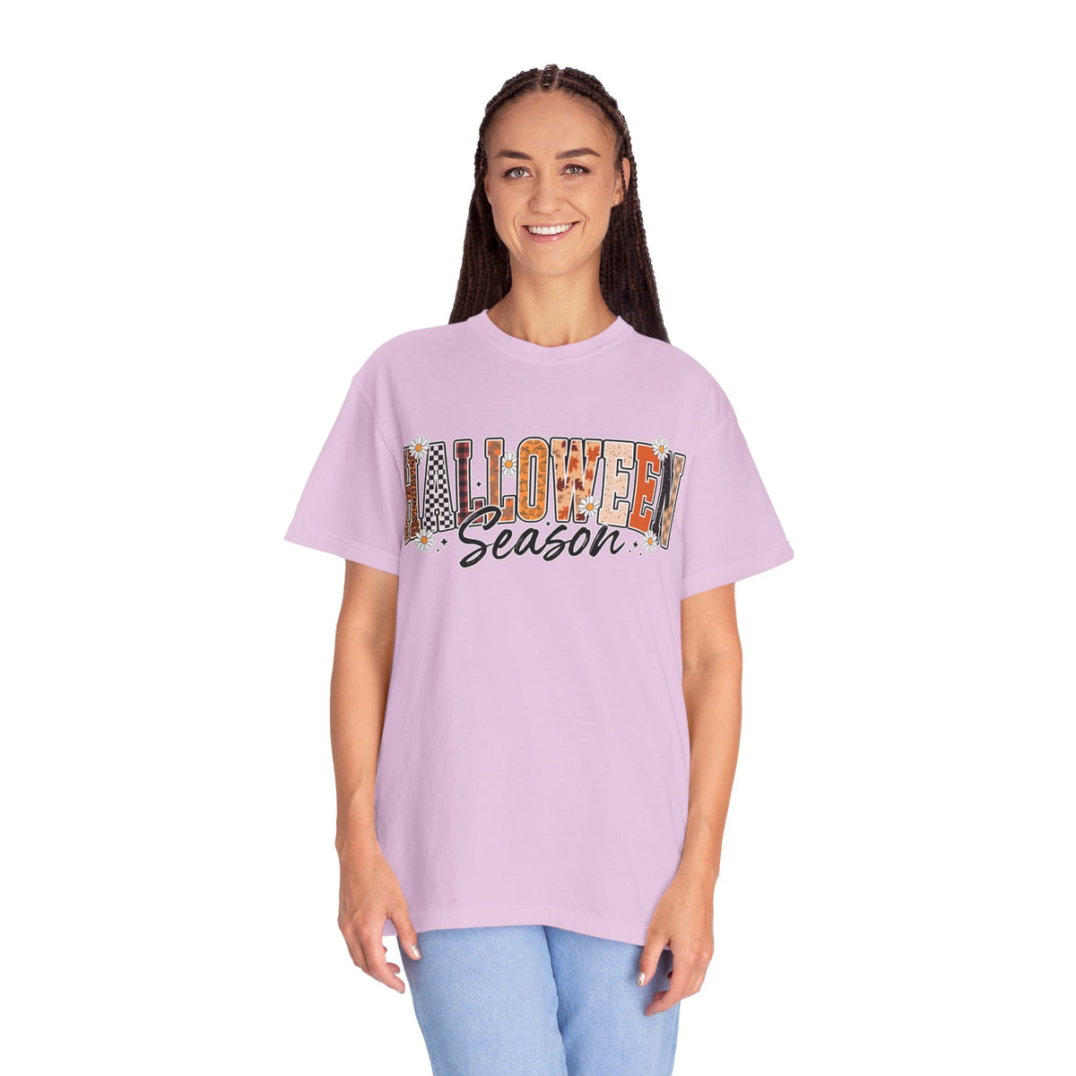 Halloween Season Shirt, Leopard Plaid Pumpkin Letter Graphic Tee, Cute Fall Gift for Women, Spooky October Outfit for Teachers and Moms