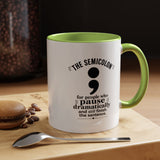 Funny Semicolon Mug, Grammar Teacher Coffee Cup, Punctuation Joke Gift for Writer, English Teacher Birthday Present, Book Lover Humor