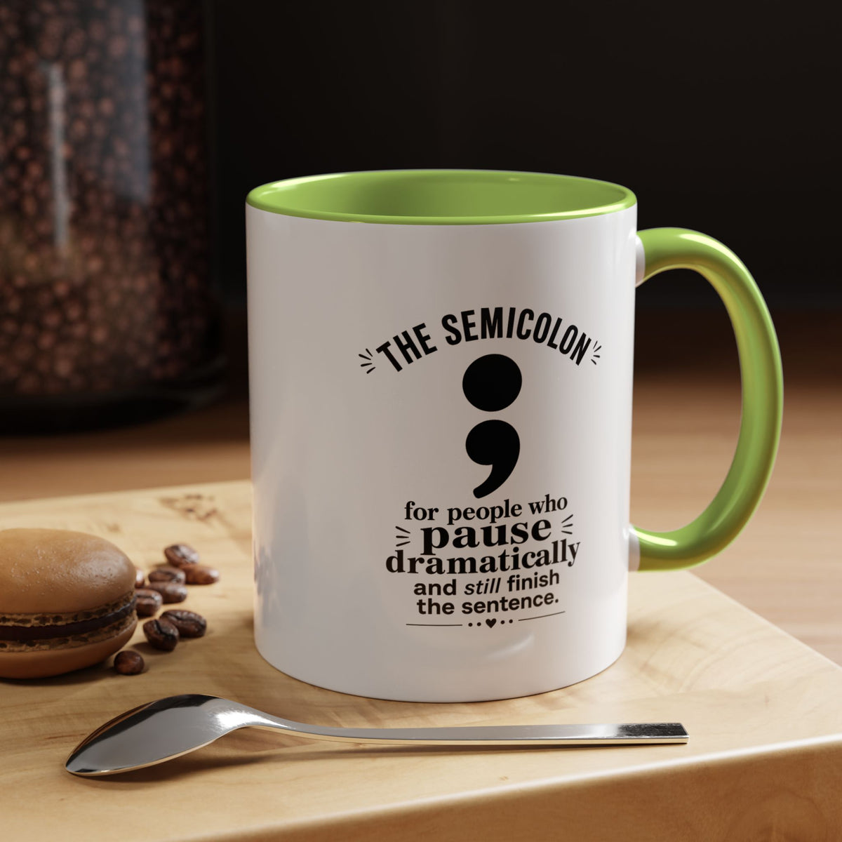 Funny Semicolon Mug, Grammar Teacher Coffee Cup, Punctuation Joke Gift for Writer, English Teacher Birthday Present, Book Lover Humor
