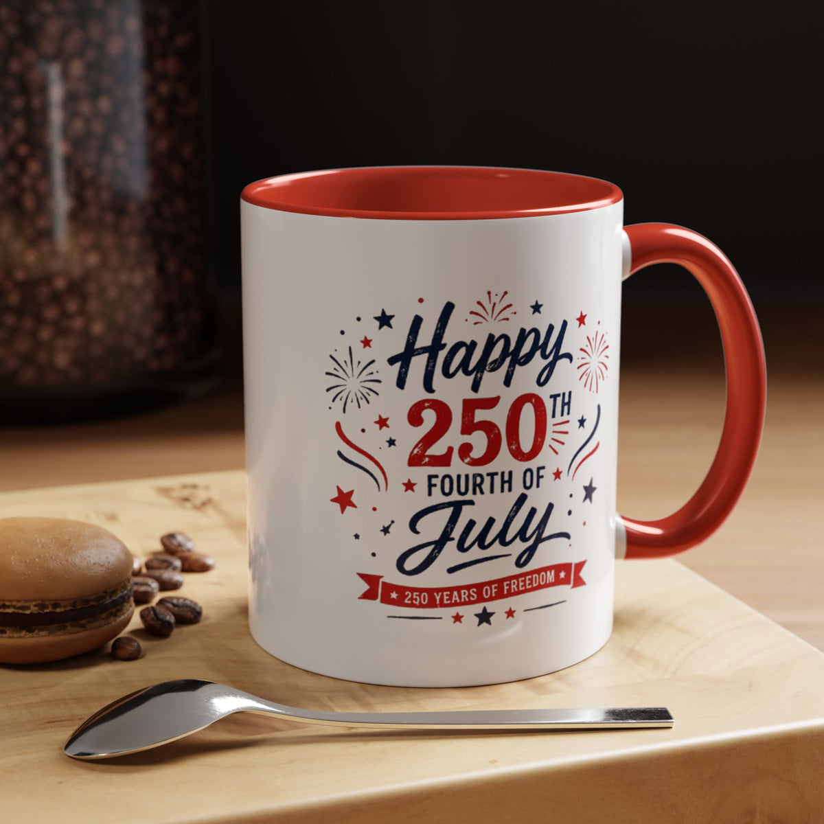 Happy 250th Fourth of July Coffee Mug, Semiquincentennial Gift for History Lovers, 1776 to 2026 Patriotic Ceramic Tea Cup