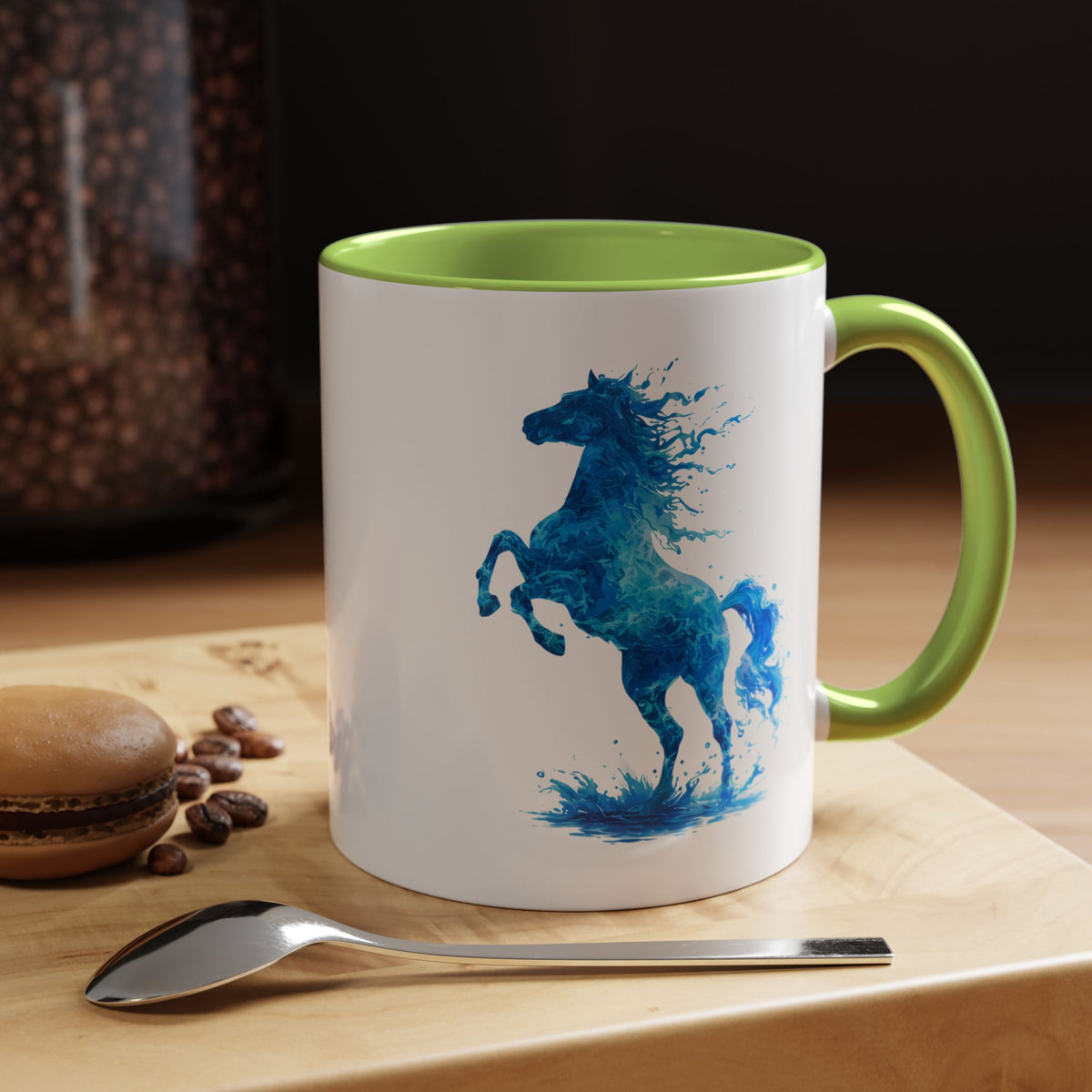 Blue Water Horse Mug, Abstract Horse Lover Coffee Mug, Majestic Stallion Art Cup, Equestrian Gift for Horse Lovers