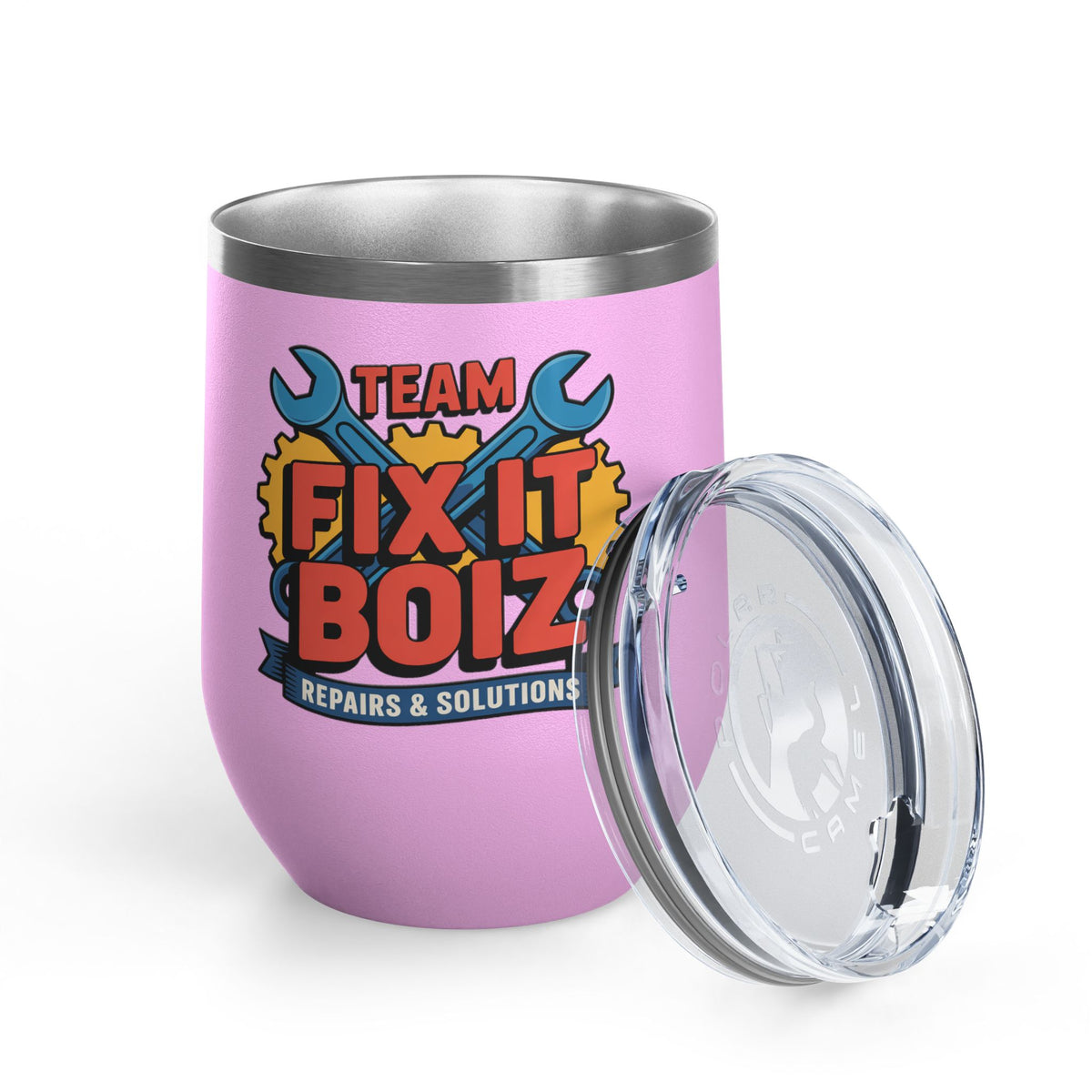 Mechanic Wine Tumbler, Team Fix It Boiz Wrench and Gear Design, Handyman Gift for Dad or a Repair Crew Coworker, Off Duty Workshop Drinkware