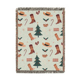 Christmas Stocking Woven Blanket, Festive Holiday Throw, Candy Cane Tree Decor, Cozy Christmas Gift, Winter Farmhouse Home Accent