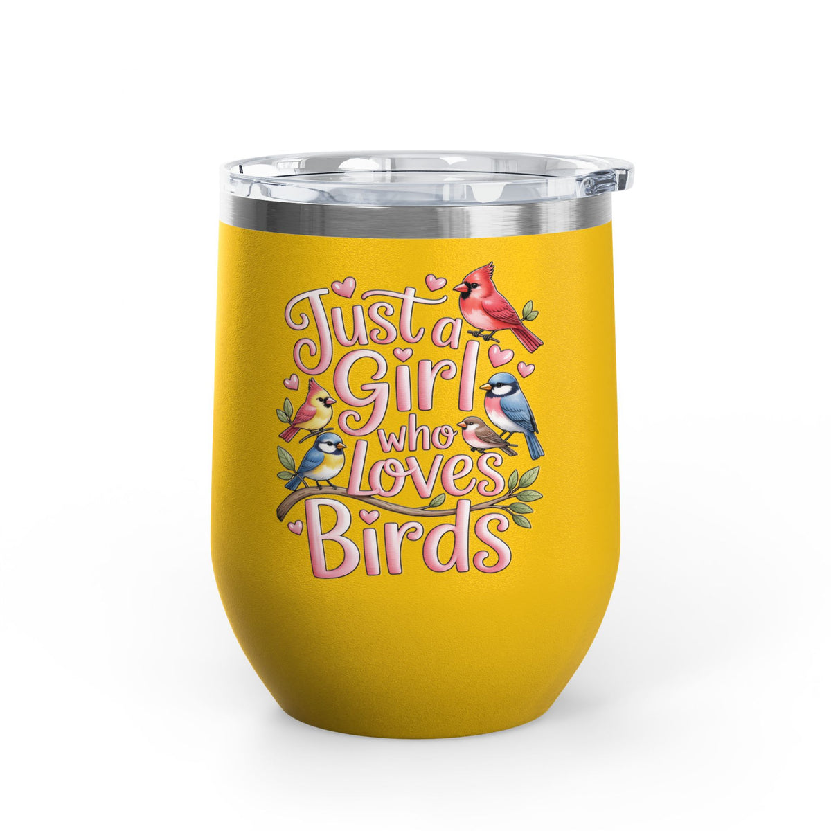 Bird Lover Wine Tumbler, Just a Girl Who Loves Birds, Cute Birdwatching Drink Tumbler, Nature Lover Gift for Her, Birdwatcher Gift, Nature