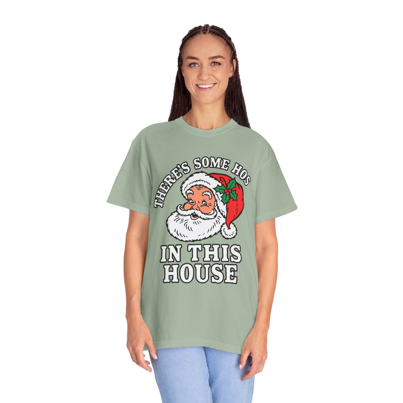 There's Some Ho's in This House Shirt, Funny Santa Christmas T-Shirt, Adult Holiday Party Tee, Naughty Xmas Gift for Friends or Family