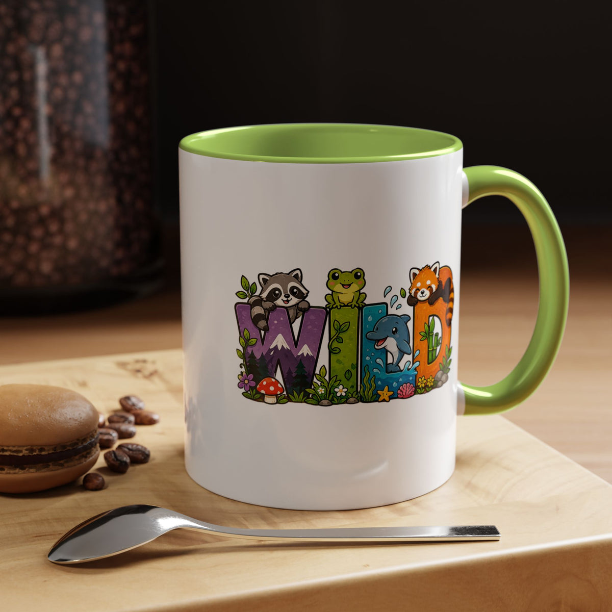 Wild Animal Mug, Colorful Nature Coffee Cup, Cute Wildlife Lover Gift for Kids, Zoo Teacher Classroom Drinkware, Birthday Present for Kids