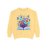 Book Lover Floral Sweatshirt, Open Book and Wildflower Crewneck, Reader Librarian Gift, Cozy Literary Pullover for Women and Teachers
