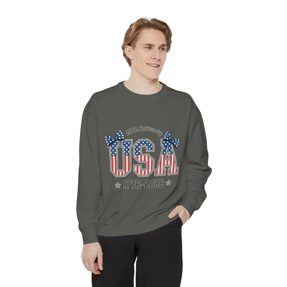 USA 250th Anniversary Comfort Colors Sweatshirt, Patriotic Bow Coquette Shirt, America 1776 2026 Sweatshirt, Fourth of July Gift