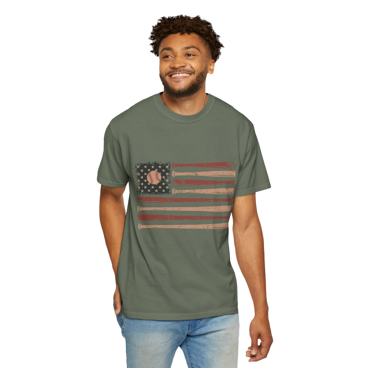 Game Day Patriotic Shirt Comfort Colors, USA Baseball Flag Graphic Tee, Fourth of July Gift for Sports Fan, American Vintage Top
