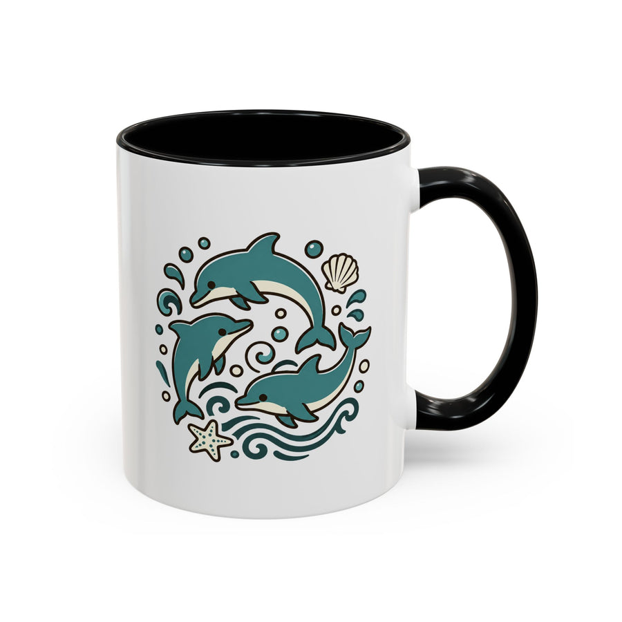 Dolphin Mug, Coastal Ocean Coffee Cup, Cute Marine Animal Lover Gift, Beach House Kitchen Decor, Unique Summer Birthday Present for Her