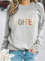 Coffee print pullover sweatshirt sweatshirt