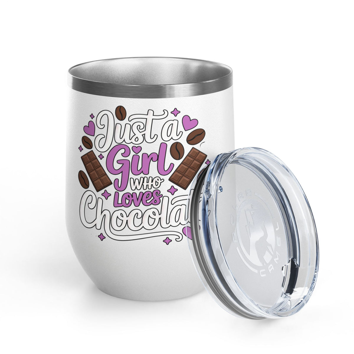 Chocolate Lover Wine Tumbler, Just a Girl Who Loves Chocolate, Cute Sweet Treat Tumbler, Dessert Lover Gift for Her, Coffee Lover Gift
