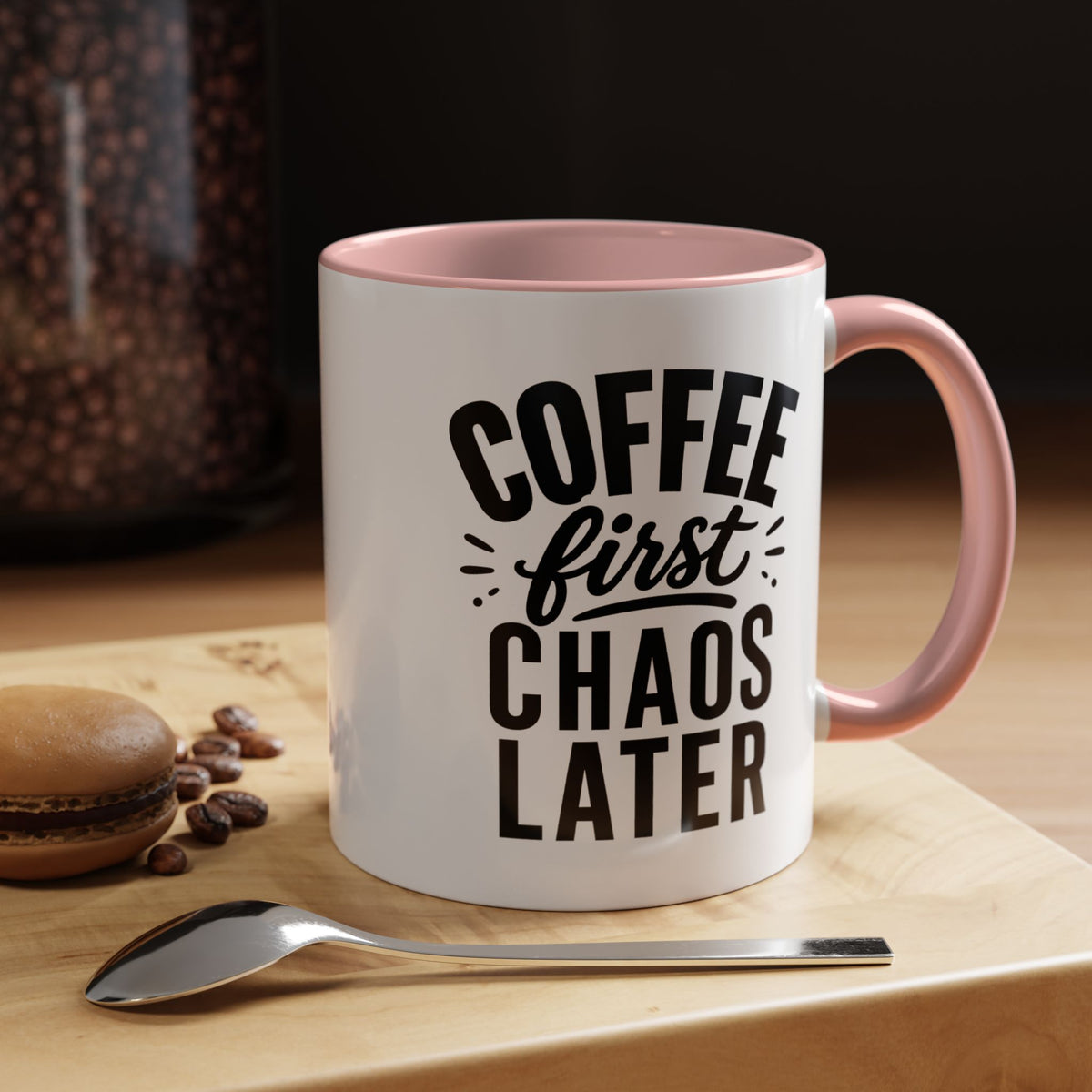 Funny Coffee Lover Mug, Coffee First Chaos Later Mug, Morning Coffee Quote Cup, Caffeine Lover Gift, Office Coffee Mug for Coworkers