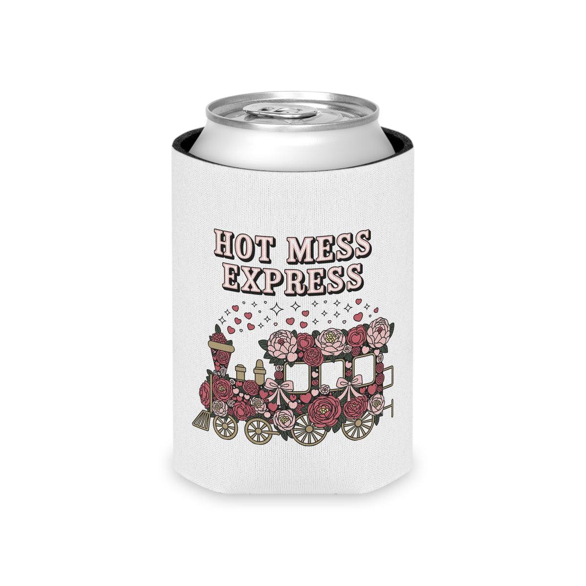 Hot Mess Express Can Cooler, Floral Drink Sleeve, Funny Gift for Busy Moms, Besties, Coworkers and Chaos Coordinators