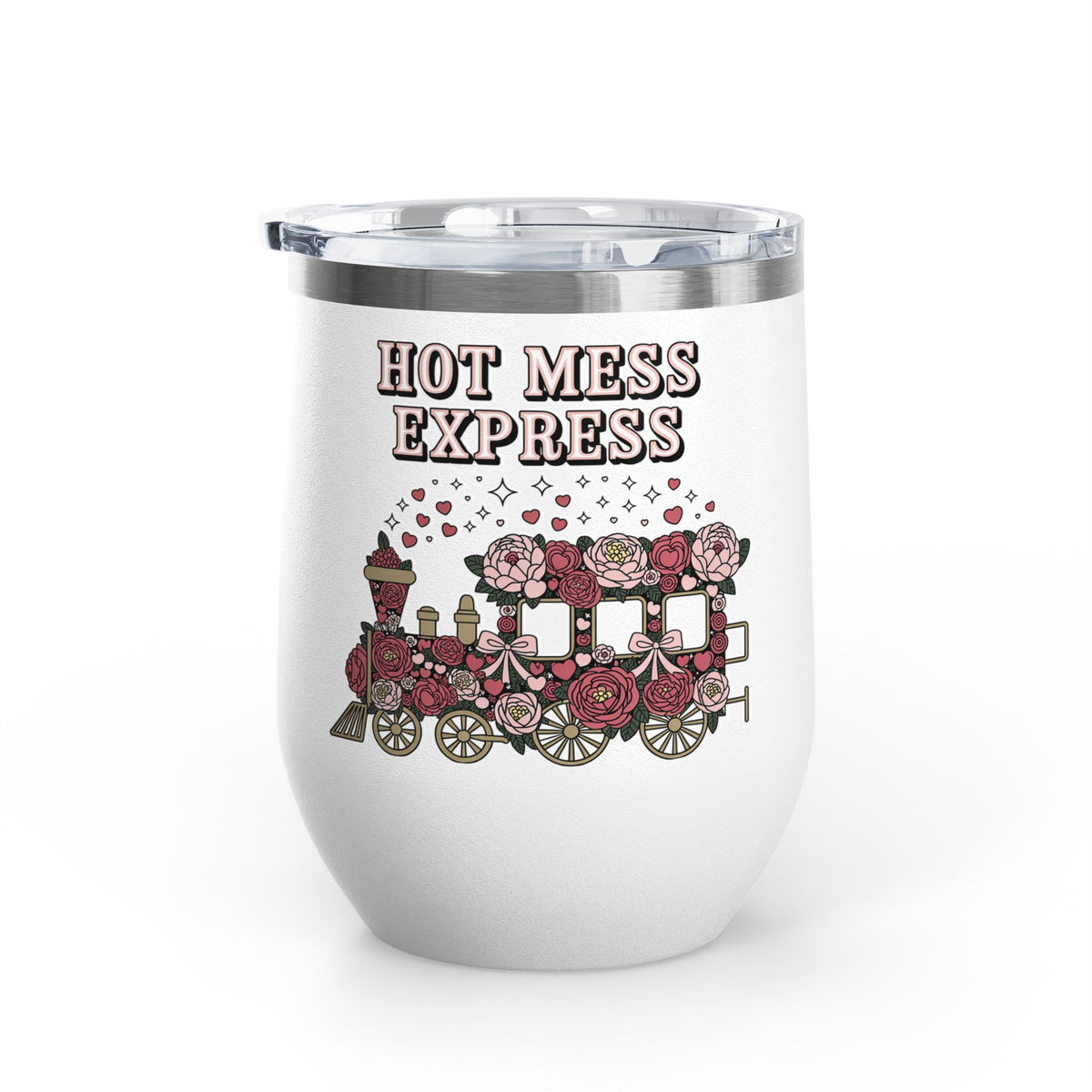 Hot Mess Express Wine Tumbler, Floral Drinkware, Funny Gift for Busy Moms, Besties, Coworkers and Chaos Coordinators