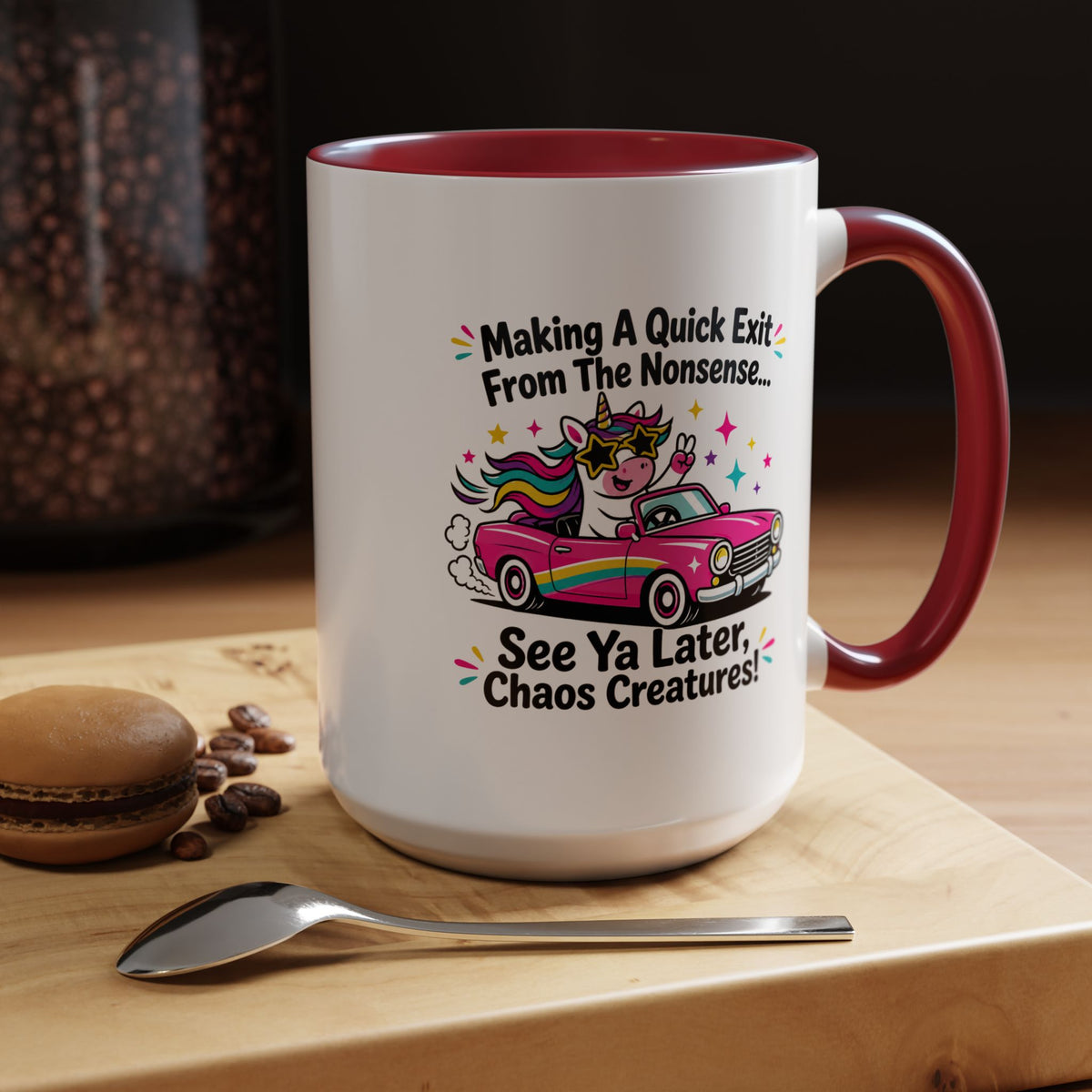 Funny Unicorn Coffee Mug, Making My Quiet Exit From The Nonsense Mug, Sarcastic Unicorn Gift, Chaos Creature Coffee Cup, Funny Coworker Mug