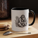 Orangutan Mug, Black and White Primate Coffee Cup, Jungle Animal Lover Gift, Wildlife Conservation Present, Rustic Nature Decor Gift