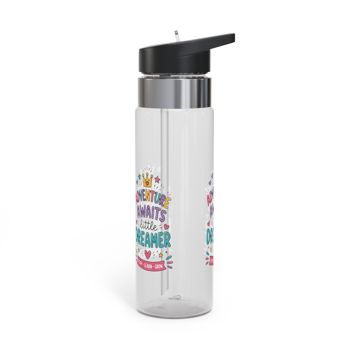 Kids Clear Water Bottle, Little Dreamer School Drink Bottle, Cute Girls Water Bottle, Colorful Back to School Gift, Play Learn Grow