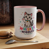 Cute Cat Lover Mug, Personalized Cat Name Coffee Cup, Whisker Wiggles Cat Mom Gift, Funny Kitty Mug for Pet Owners and Cat Lovers