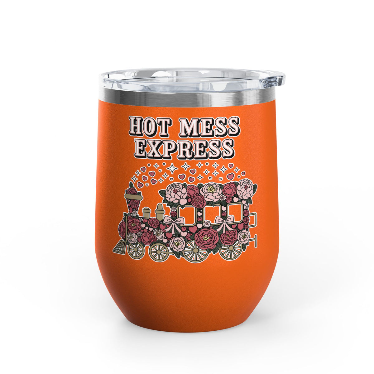 Hot Mess Express Wine Tumbler, Floral Drinkware, Funny Gift for Busy Moms, Besties, Coworkers and Chaos Coordinators