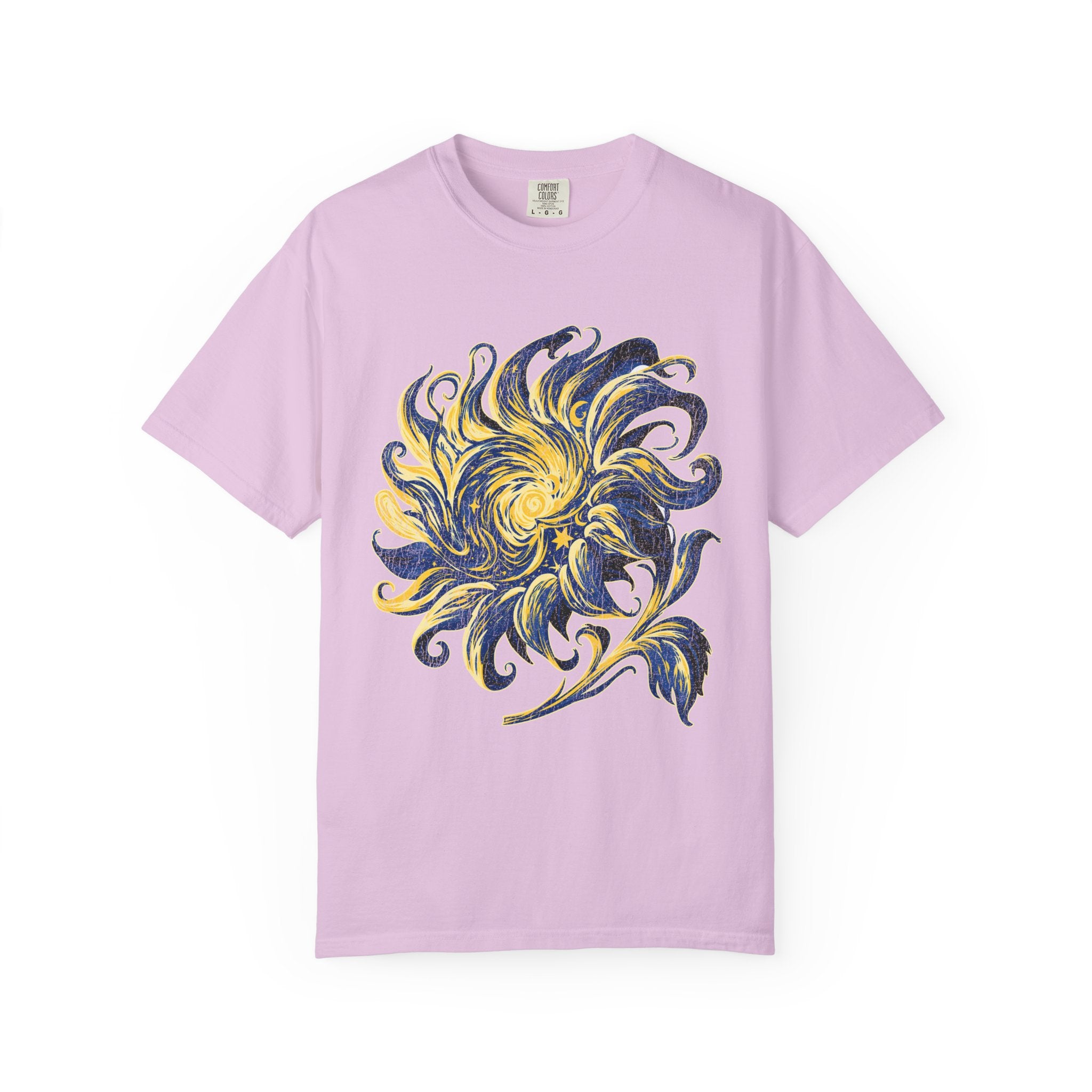 Celestial Sun Graphic Shirt, Blue and Gold Cosmic T-Shirt, Mystical Night Sky Tee, Astrology Gift for Stargazers and Dreamers, Gift Idea