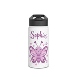 Cute Butterfly Personalized Water Bottle, Custom Name Drink Bottle, School Gift, Butterfly Lover Present, Birthday Gift, Reusable Bottle