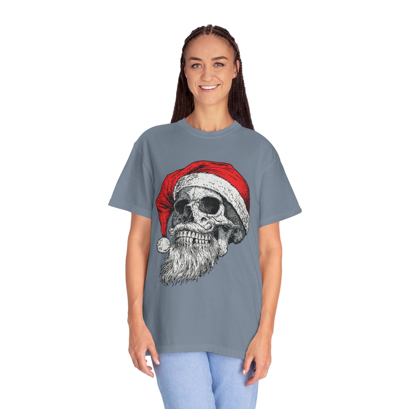 Skull Santa Shirt, Gothic Christmas T-Shirt, Creepy Holiday Skeleton Tee, Alternative Xmas Gift for Metalhead, Biker or Horror Fan