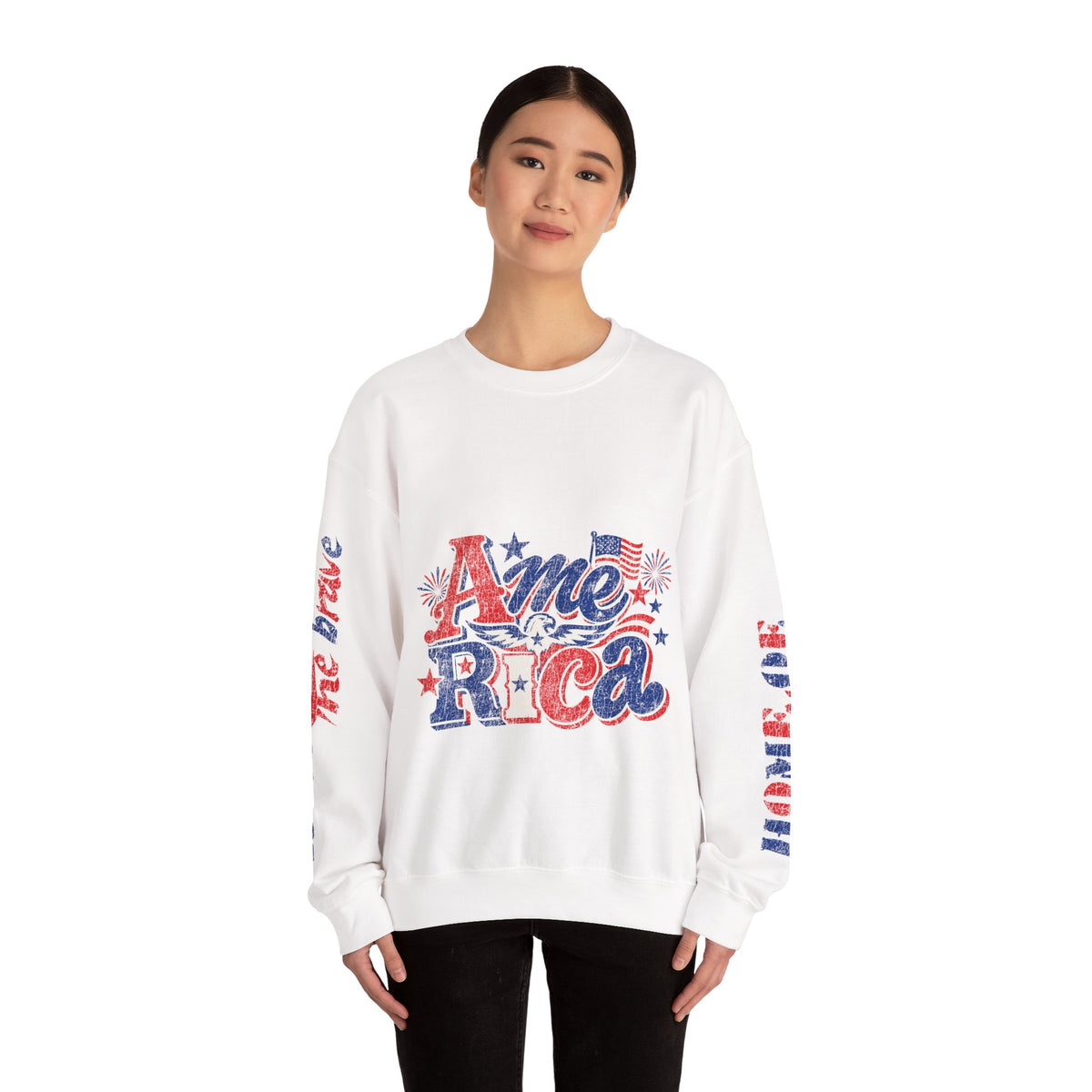 America Graphic Sweatshirt, Vintage USA Pullover, Patriotic American Flag Top, Fourth of July Outfit, Americana Gift for Women