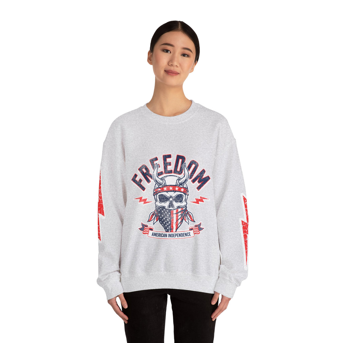 Freedom American Independence Sweatshirt, Patriotic Skull Crewneck, USA Flag Pullover, Fourth of July Outfit, Americana Gift for Him