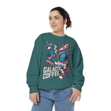 Galactic Coffee Comfort Colors Sweatshirt, Funny Alien Coffee Lover Shirt, Space Nerd Sweatshirt, Sci Fi Gift for Coffee Fans