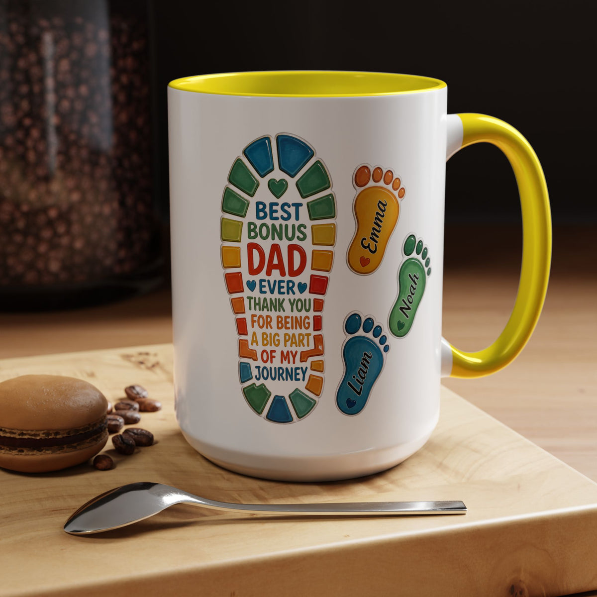 Personalized Bonus Dad Mug, Custom Stepdad Coffee Mug with Kids Names, Father's Day Gift for Bonus Father, Family Appreciation Cup