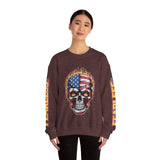 Patriotic Skull Sweatshirt, American Flag Skull Pullover, USA Biker Style Top, Edgy Americana Clothing, Fourth of July Gift