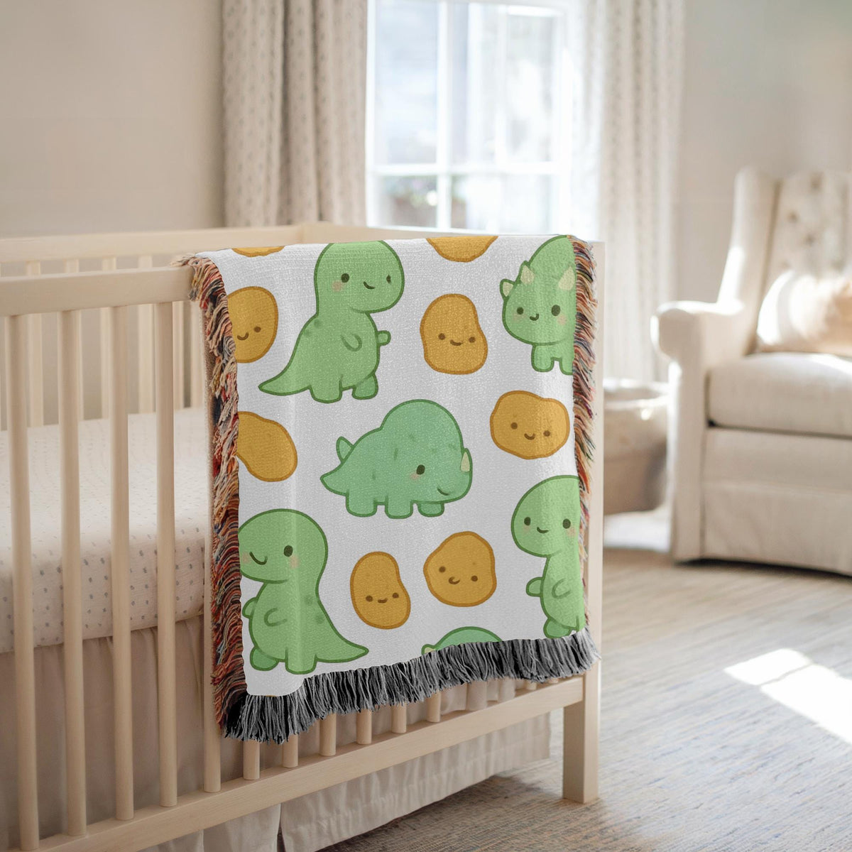 Cute Dinosaur Baby Woven Blanket Dino Nursery Blanket Kids Dinosaur Blanket Toddler Blanket Dinosaur Gift Baby Shower Gift
