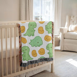 Cute Dinosaur Baby Woven Blanket Dino Nursery Blanket Kids Dinosaur Blanket Toddler Blanket Dinosaur Gift Baby Shower Gift