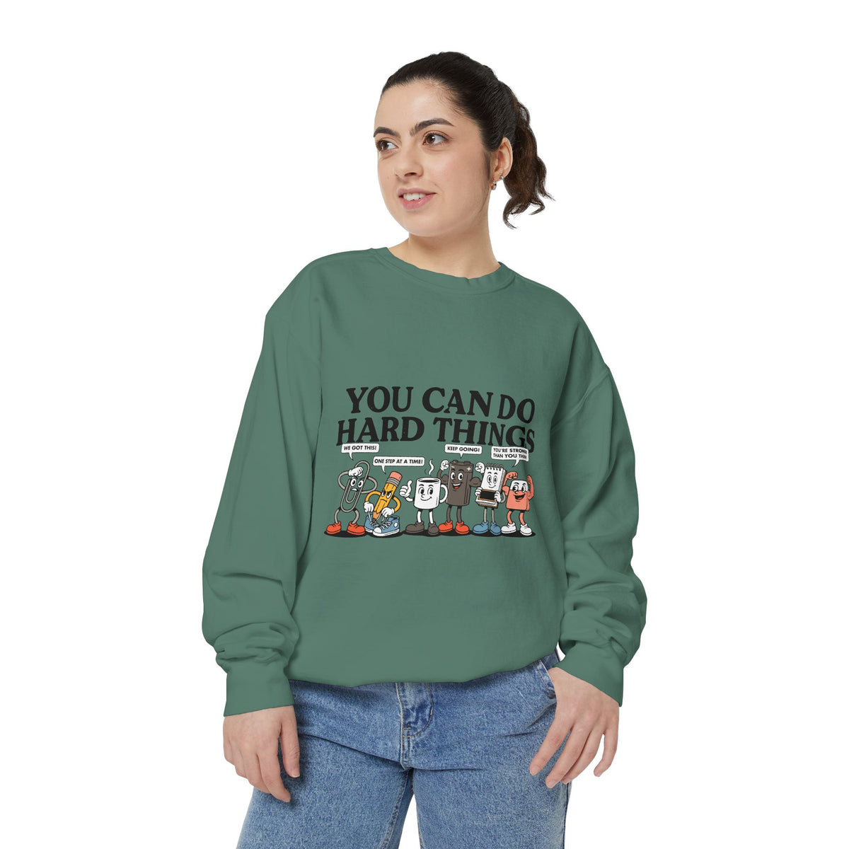 You Can Do Hard Things Comfort Colors Sweatshirt, Motivational Teacher Crewneck, Encouragement School Sweatshirt Gift