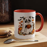 Cute Raccoon Halloween Mug, Ghost Costume Coffee Cup, Spooky Pumpkin Gift for Animal Lover, Fall Birthday or October Office Desk Decor