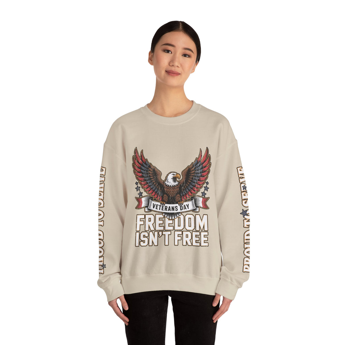Veterans Day Sweatshirt, Freedom Isn't Free Eagle Pullover, Patriotic Military Top, Veteran Gift, American Pride, USA Clothing