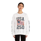 USA 250 Sweatshirt, American Flag Crewneck, Patriotic Pullover, USA 250th Anniversary Gift, Fourth of July Shirt, Americana Top