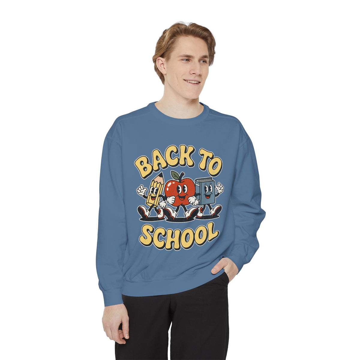 Back to School Sweatshirt, Retro Apple Pencil and Book Pullover, Teacher Crewneck, First Day Classroom Outfit, Educator Gift, School Staff