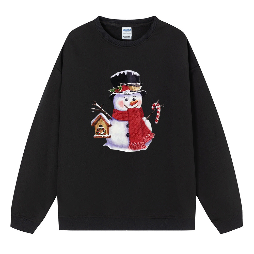 Christmas hoodie women's Christmas snowman red print